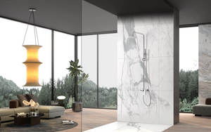 Chrome Single Lever Shower Set Modern Bathroom, in a bathroom setting