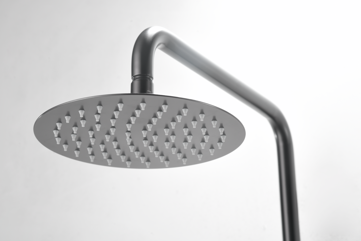 Black Gun Metal Single Handle Shower Set, rain head detail