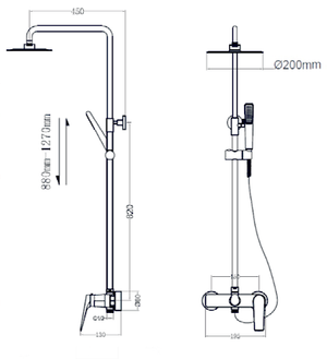 Black Gun Metal Single Handle Shower Set, view 5