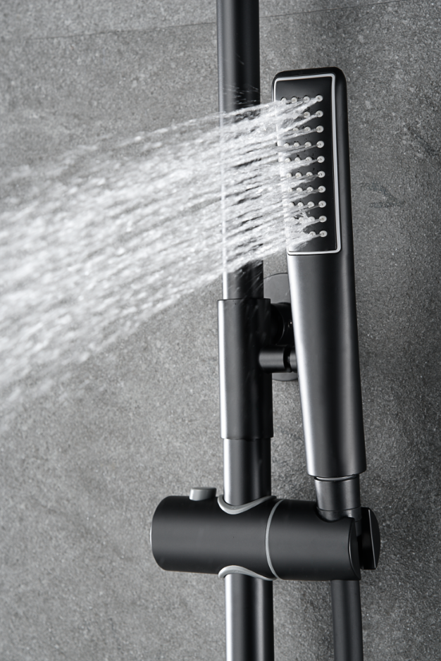 Matte Black Single Handle Shower Set Modern Design, handle detail