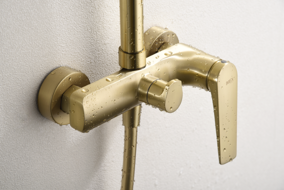 Brushed Gold Single Handle Shower Set Modern Design, mixer detail