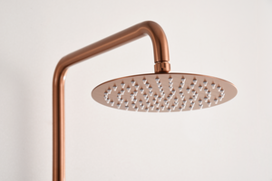 Brushed Rose Gold Single Handle Shower Set, rain head detail