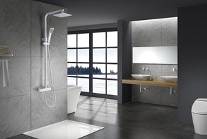 Matte White Single Handle Shower Set Modern Design, view 3