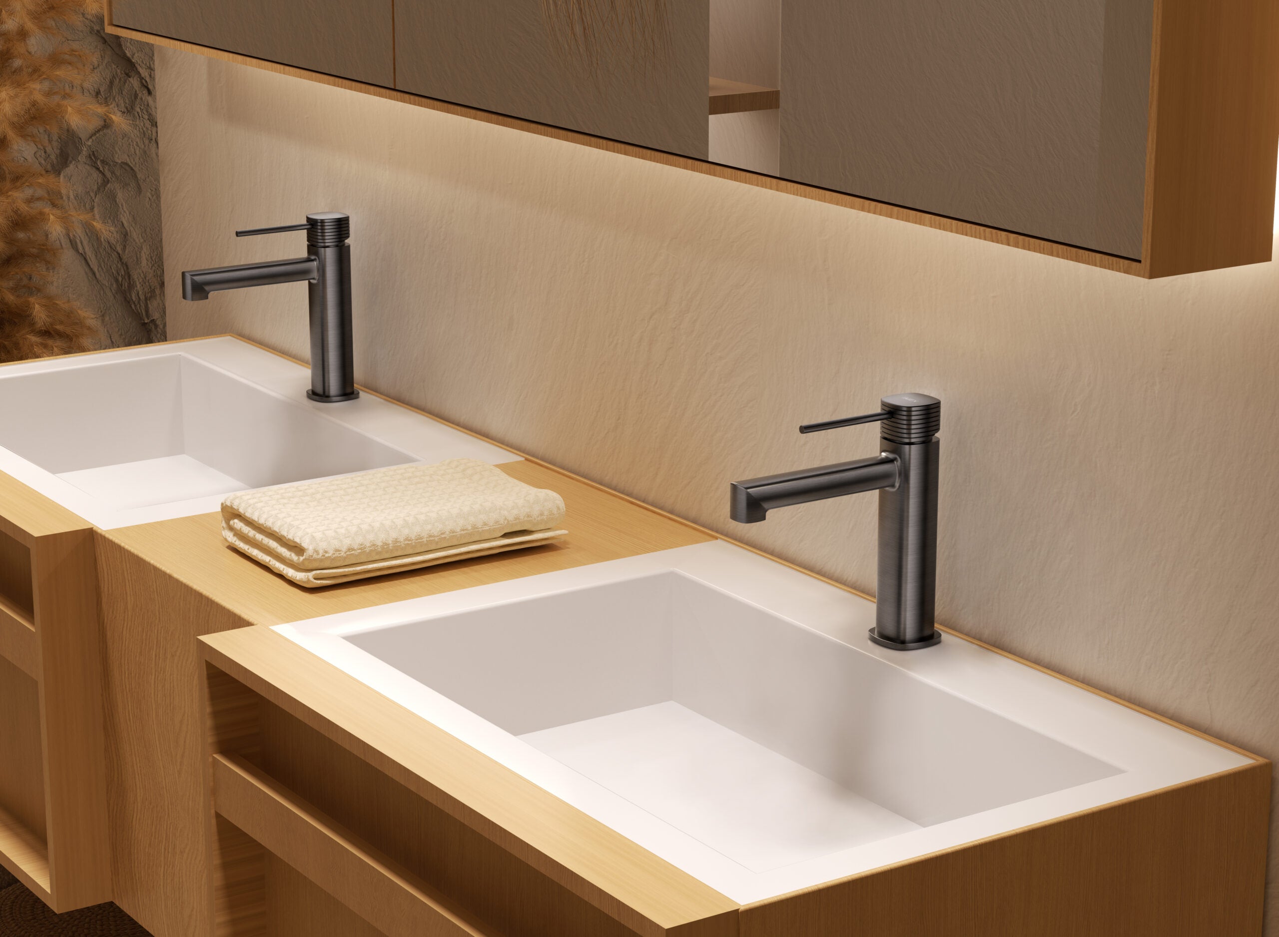 Firenze Chrome Single Lever Basin Mixer, in a bathroom setting