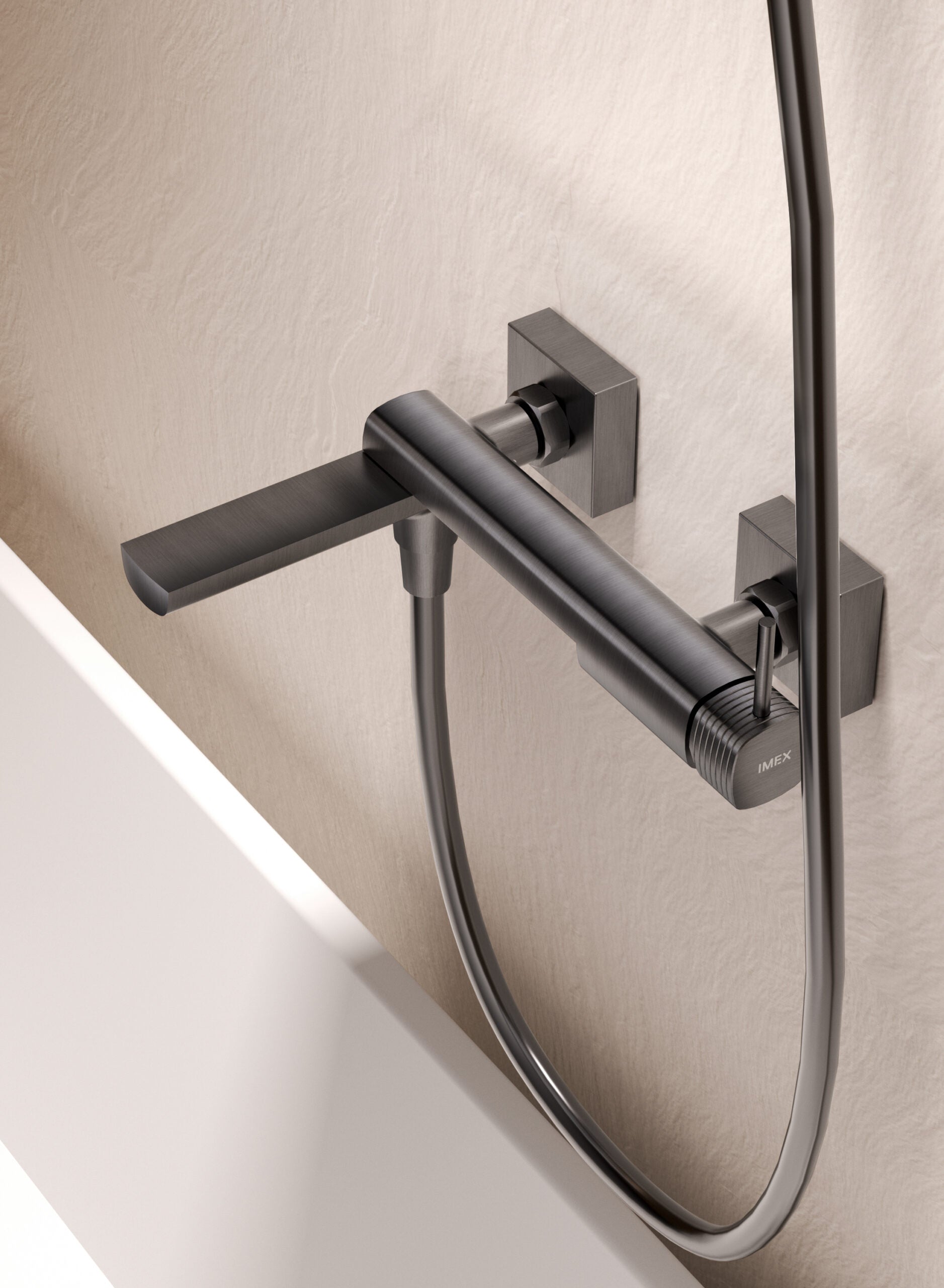 Firenze Chrome Single Lever Bath and Shower Kit, mixer detail