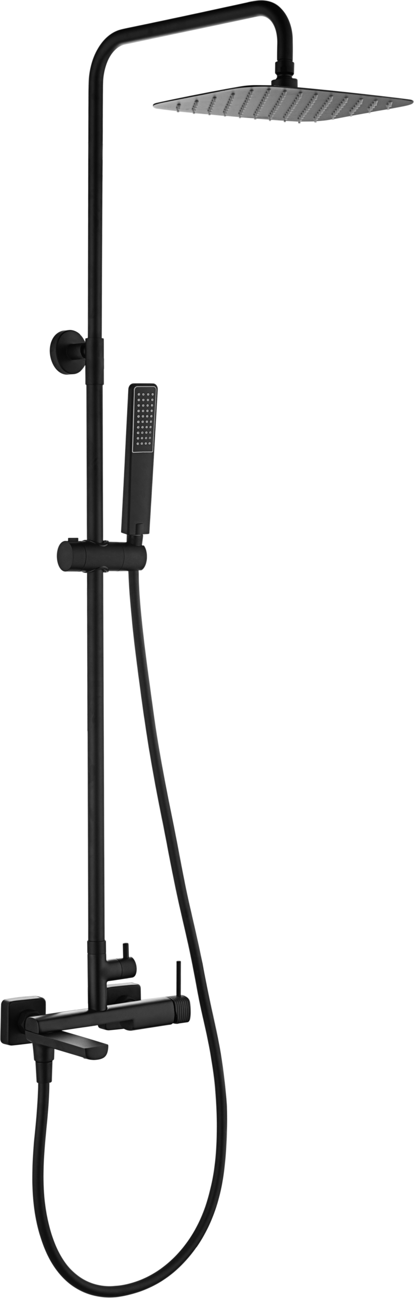 Firenze Matte Black Single Lever Bath and Shower Set, main product view