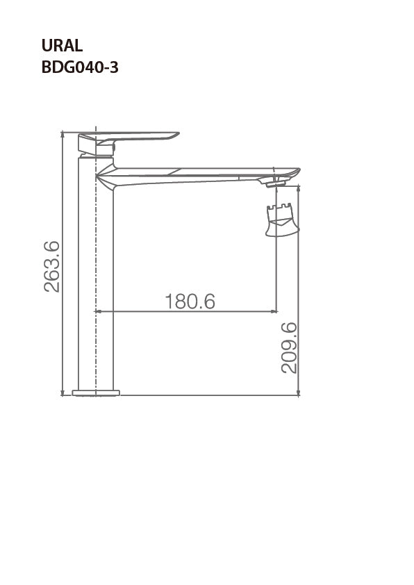 Ural Single Handle Shower URAL Series Chrome Finish, view 3