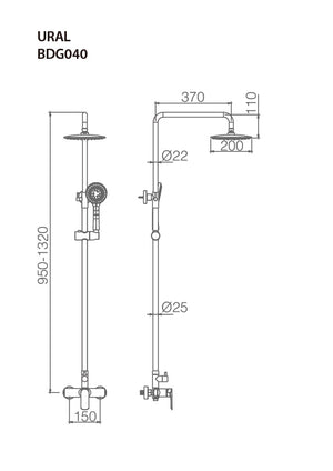 Ural Single Handle Shower URAL Series Chrome Finish, view 5