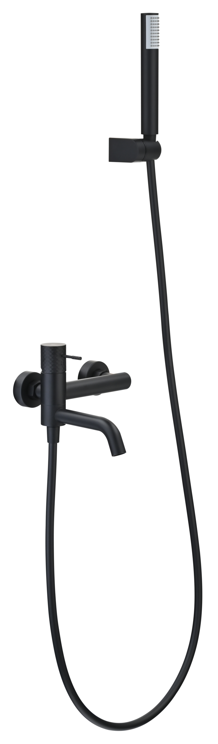 Génova Matte Black Single Lever Bath and Shower Kit, main product view