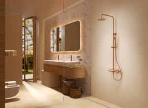 Génova Brushed Gold Single Lever Shower Set, view 4