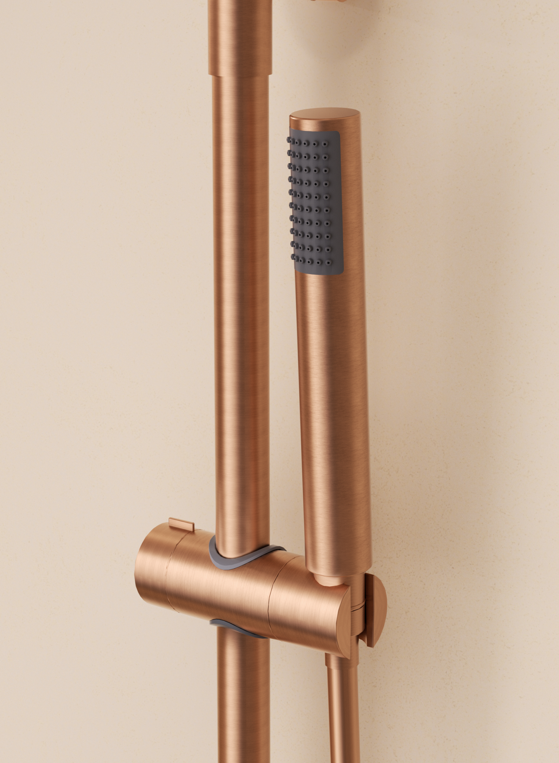 Génova Brushed Gold Single Lever Shower Set, detail view