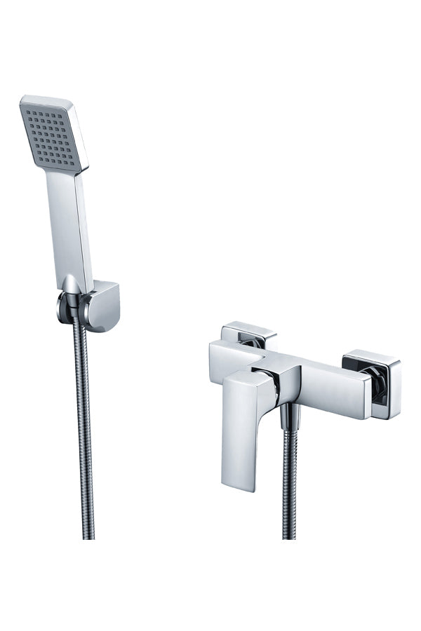 Chrome Single Handle Shower Kit Modern Minimalist Design, view 2