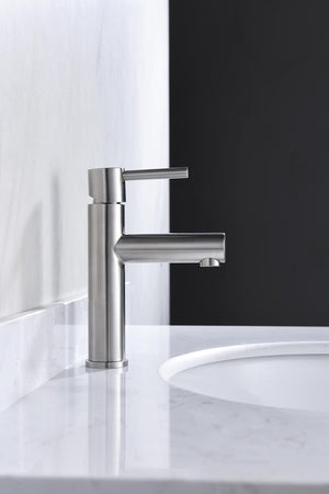 Moscow Steel Single Lever Sink Faucet Modern Design, in a bathroom setting