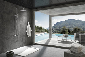 Moscow Single Lever Shower Set Stainless Steel, in a bathroom setting