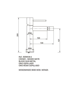 Bless Black Gun Metal Single Lever Bidet Mixer, view 2