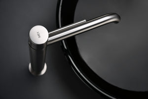 Monza Tall Basin Mixer Brushed Nickel Single Lever, handle detail