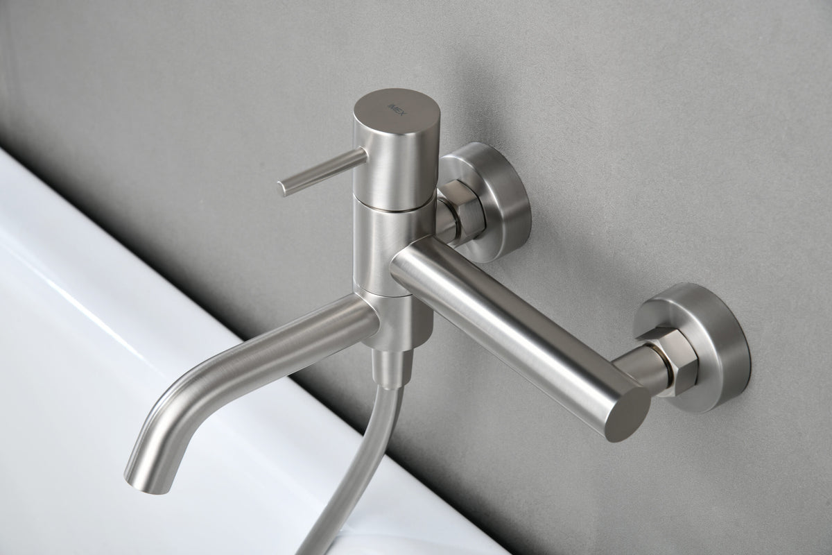 Monza Brushed Nickel Bath Shower Mixer Set, mixer detail