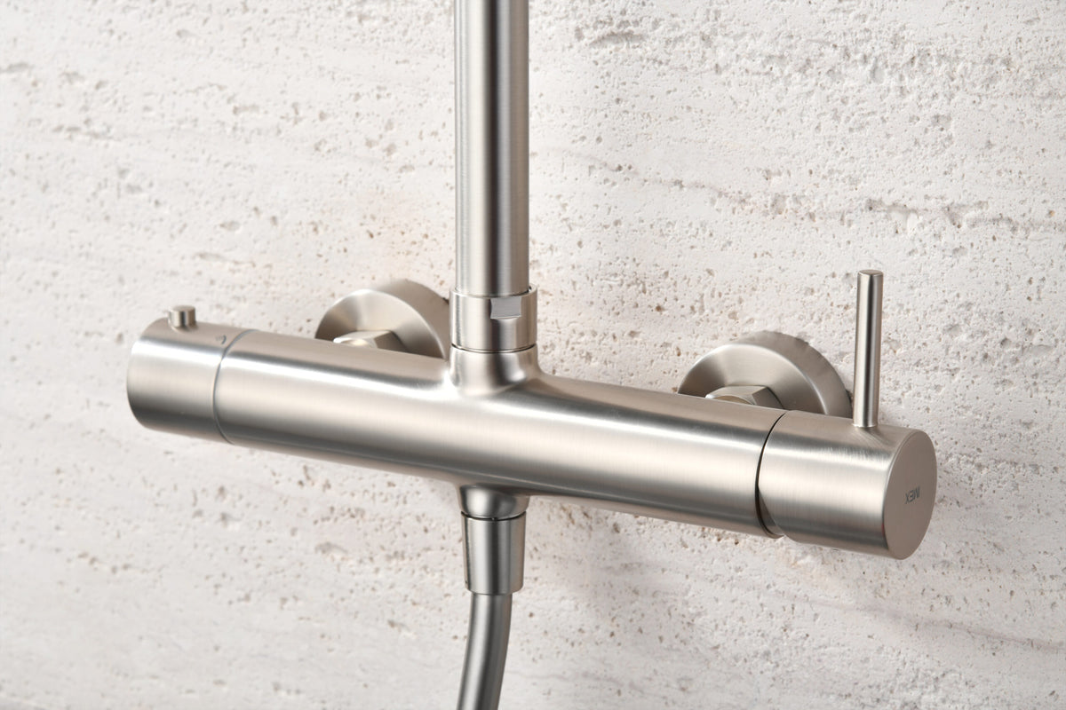 Brushed Nickel Single Handle Shower Set Modern Design, mixer detail