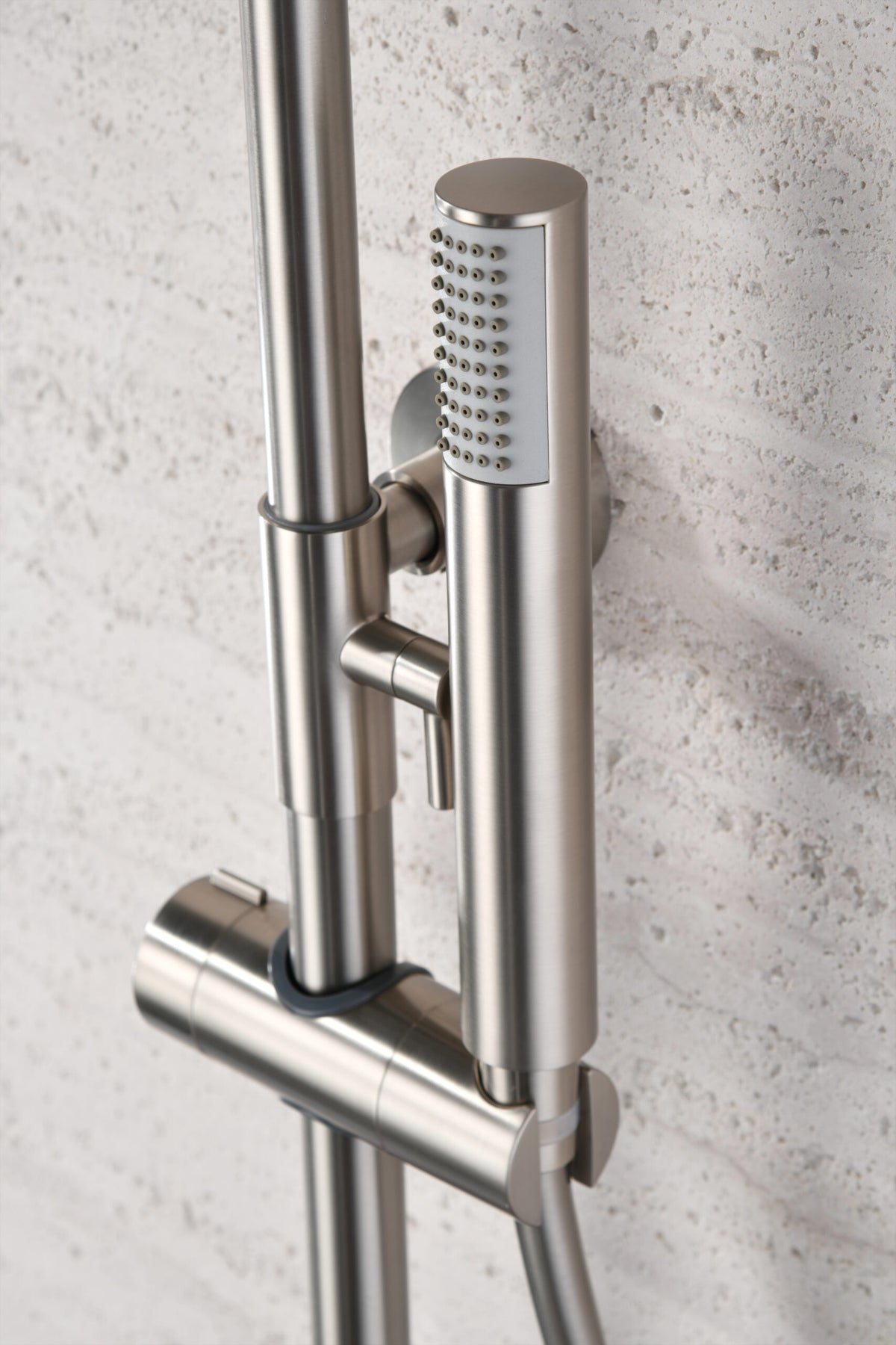 Brushed Nickel Single Handle Shower Set Modern Design, handle detail