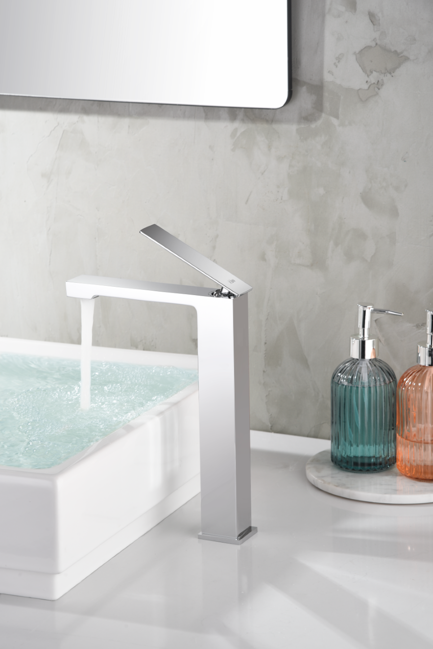 Pisa Chrome Single Lever Basin Faucet, in a bathroom setting