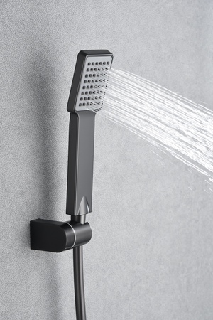 Black Gun Metal Single Handle Shower Kit Modern Design, handle detail