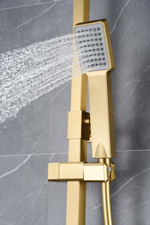 Brushed Gold Single Handle Shower Set Modern Design, handle detail