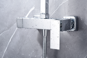 Chrome Single Handle Shower Set Modern Minimalist Design, mixer detail