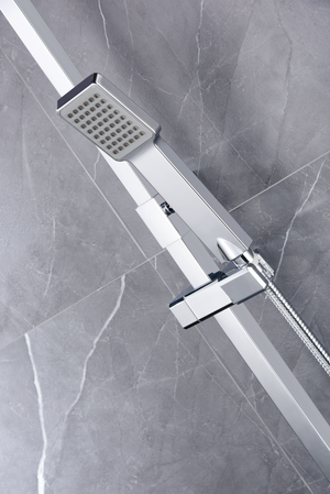 Chrome Single Handle Shower Set Modern Minimalist Design, handle detail