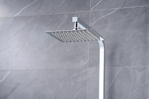 Chrome Single Handle Shower Set Modern Minimalist Design, rain head detail