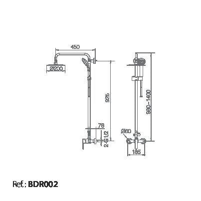 Matte Black Single Handle Shower Set Roma, view 3