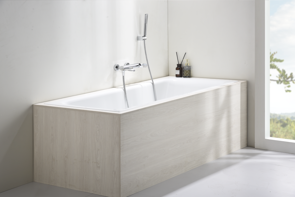 Chrome Single-Lever Shower Kit Denmark Series, in a bathroom setting