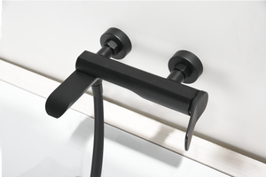 Matte Black Single Handle Shower Kit Modern Design, mixer detail