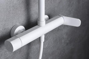 Matte White Single Handle Shower Set Modern Design, detail view
