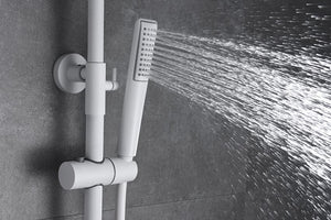 Matte White Single Handle Shower Set Modern Design, detail view