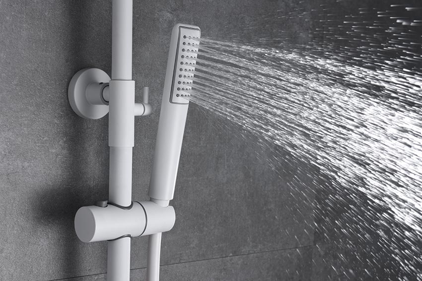 Matte White Single Handle Shower Set Modern Design, detail view