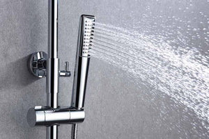 Chrome Single Lever Shower Set Modern Design, detail view