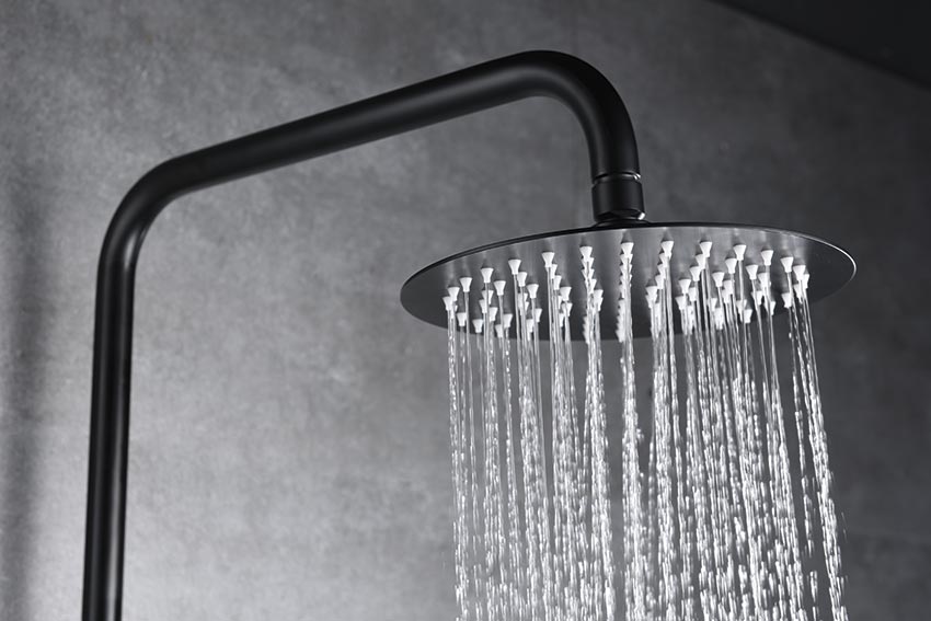 Matte Black Single Lever Shower Set Modern Design, detail view