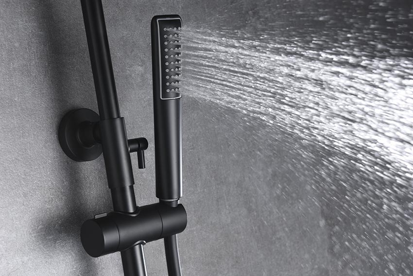 Matte Black Single Lever Shower Set Modern Design, detail view