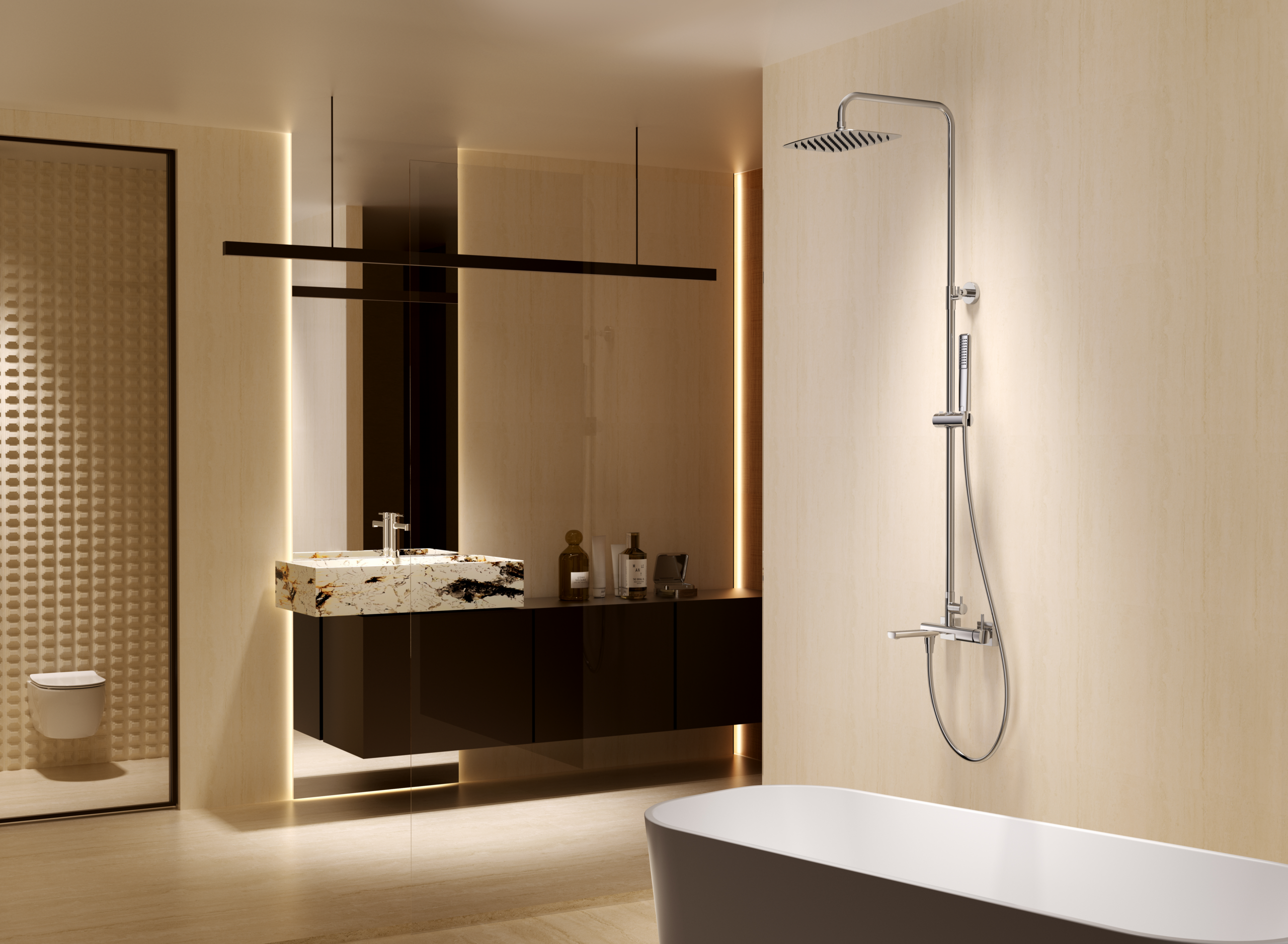Toscana Black Gun Metal Single Lever Bath and Shower Set, view 6