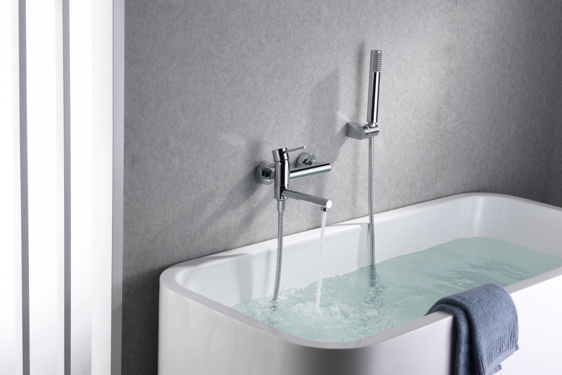 Chrome Shower Faucet Set Modern Bathroom Design, in a bathroom setting