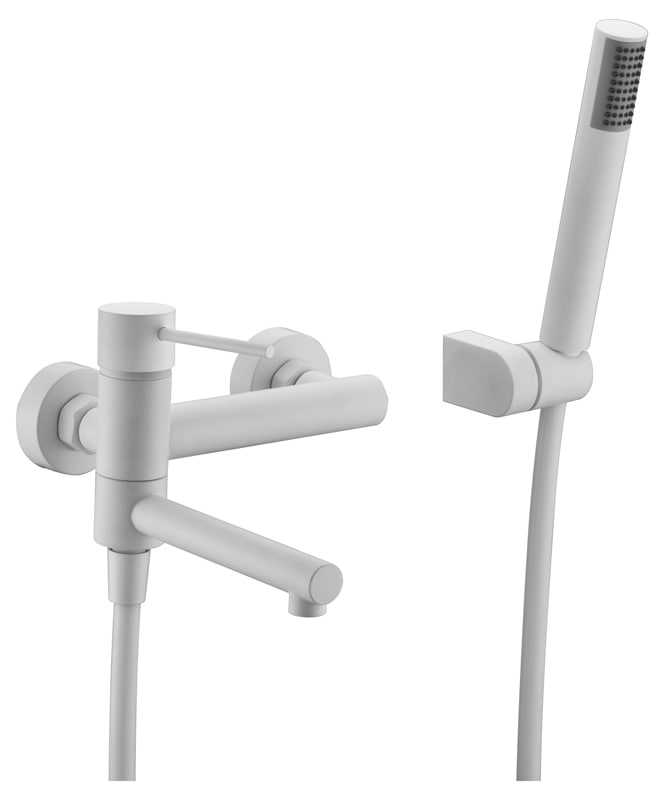 Matte White Shower Faucet Set Modern Minimalist Design, view 2