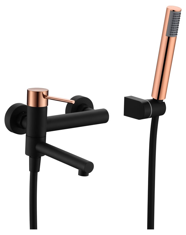 Milos Black Rose Gold Shower Faucet Set, view 2