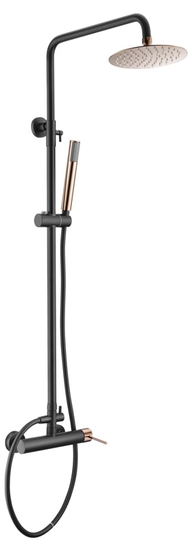 Matte Black Rose Gold Single Handle Shower Set, view 2