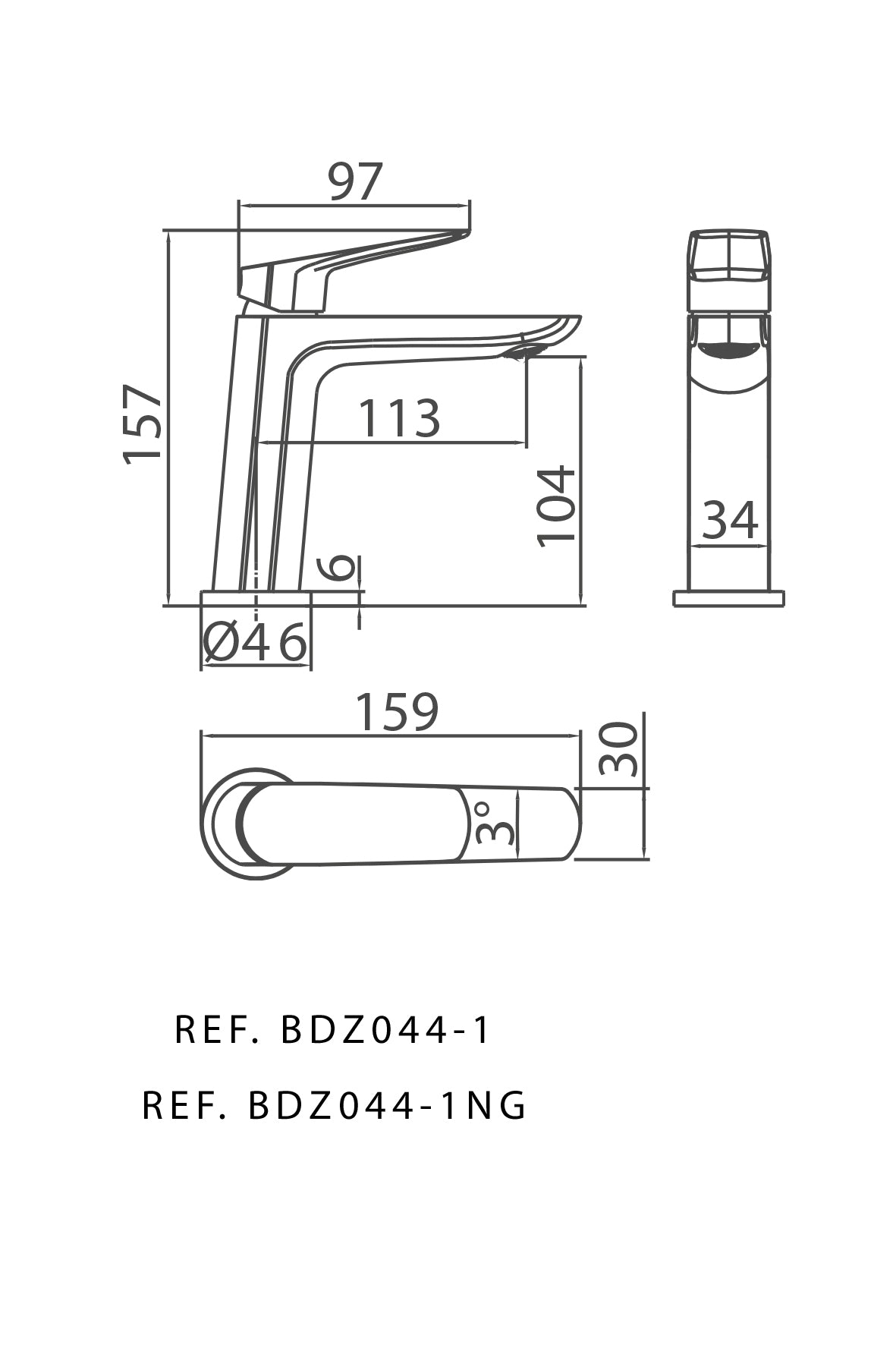 Matte Black Single Lever Basin Mixer Faucet, view 4