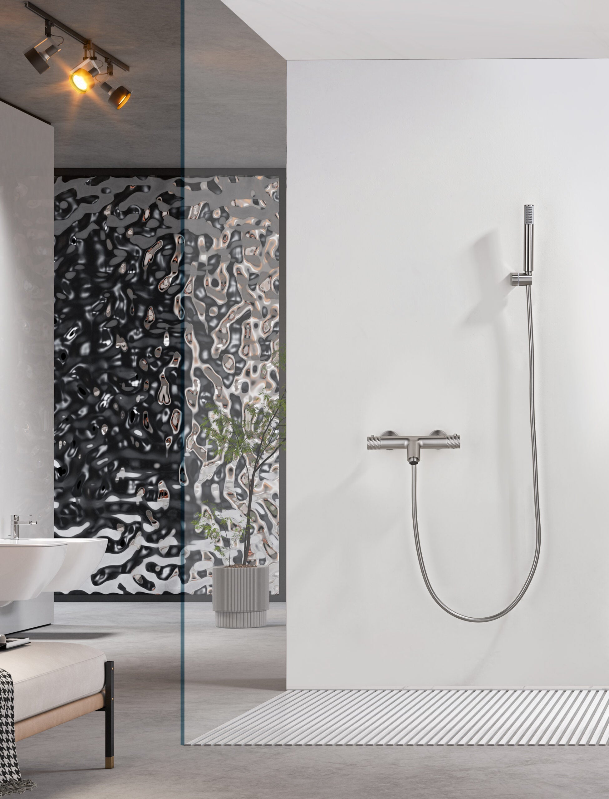 Bless Brushed Nickel Thermostatic Bath and Shower Kit, view 3