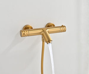 Bless Brushed Gold Thermostatic Bath and Shower Kit, view 2