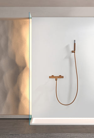 Bless Brushed Rose Gold Thermostatic Bath and Shower Kit, view 3