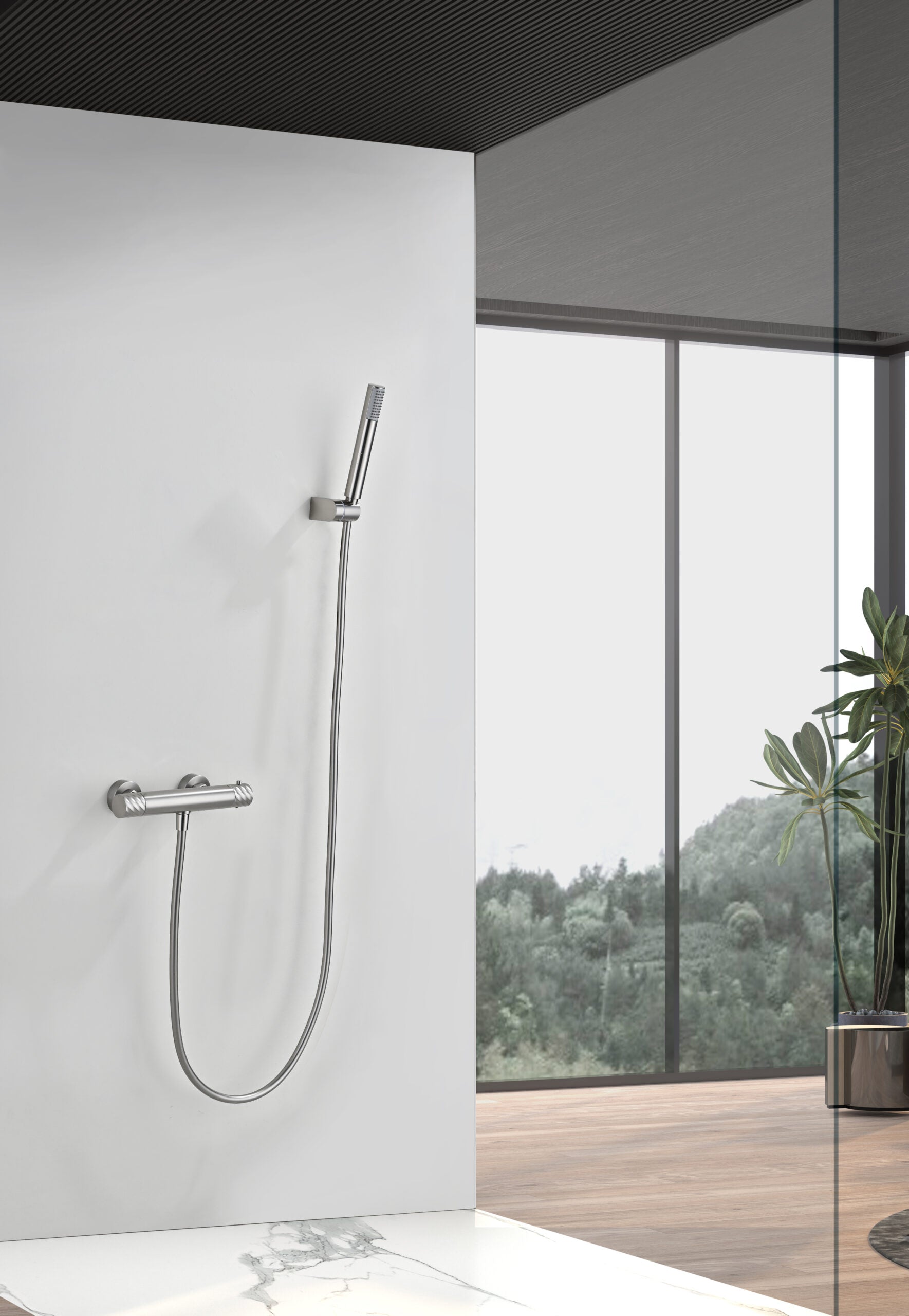Bless Brushed Nickel Thermostatic Shower Kit, view 3