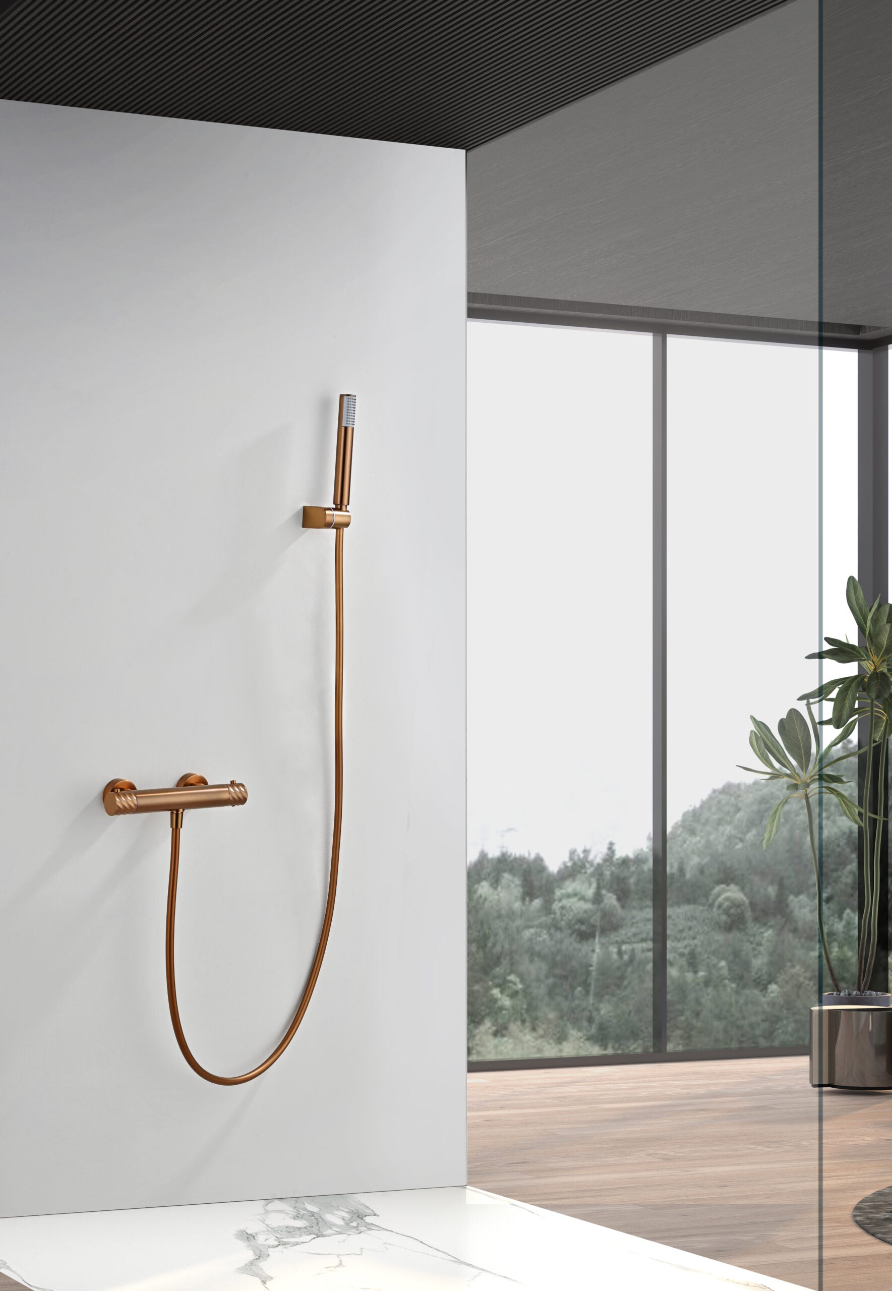 Bless Brushed Rose Gold Thermostatic Shower Kit, view 3