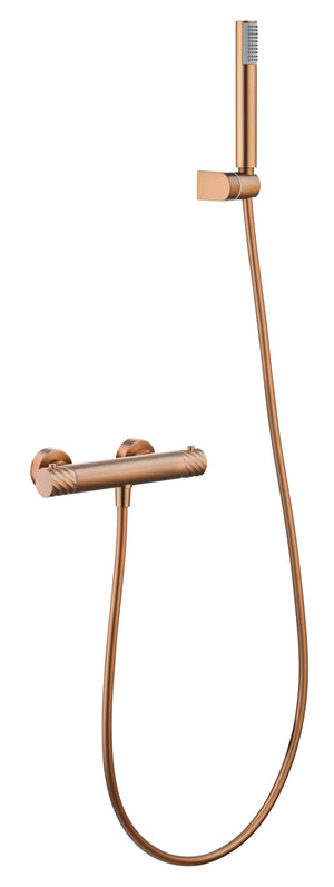 Bless Brushed Rose Gold Thermostatic Shower Kit, main product view